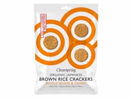 Clearspring Japonské krekry z hnědé rýže s bílým sezamem BIO 40 g expirace