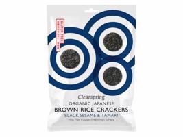 Clearspring Japonské krekry z hnědé rýže s černým sezamem BIO 40 g expirace