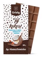 GRIZLY Mléčná čokoláda plněná oříškovým krémem Ty kokos! by @mamadomisha 80 g