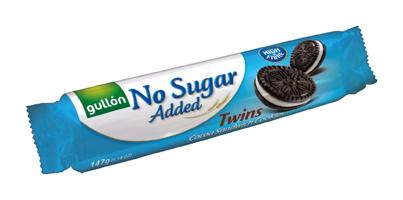 Gullón Twins kakaové sušenky plněné krémem bez přídavku cukru, se sladidly 147 g