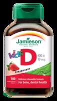 Jamieson Vitamín D3 Kids 400 IU tablety na cucání s příchutí jahody pro děti 100 tablet