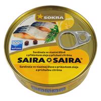 Sokra Saira Sardinela ve vlastní šťávě, citron 240 g