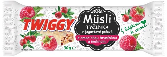 Twiggy MüsIi ovocná s klikovou a malinami v jogurtové polevě 30 g